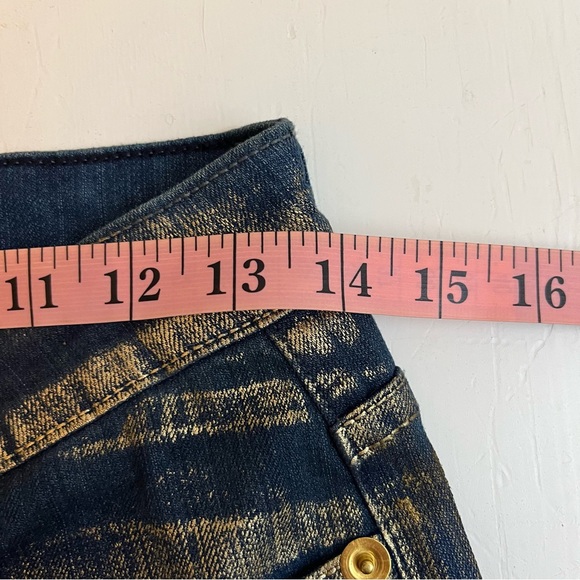 Cache’ Vintage Gold Painted Bootcut Jeans - Size 2 - Picture 3 of 10